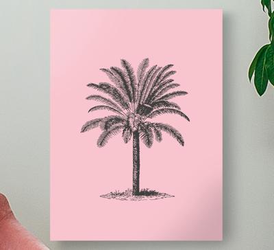 Canvas schilderij eetkamer Roze palmboom ontwerp