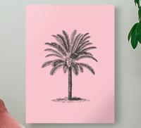 Canvas schilderij eetkamer Roze palmboom ontwerp