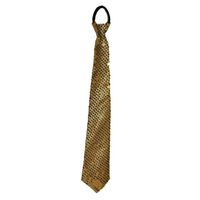 Carnaval verkleed stropdas met glitter pailletten - goud - polyester - heren/dames