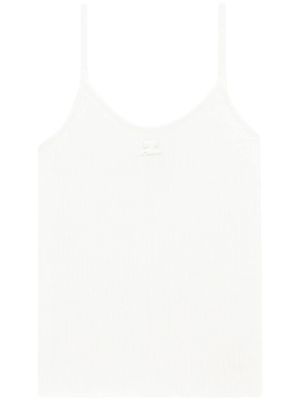 Courrèges haut Reedition en maille nervurée - Blanc