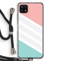 Strepen pastel: Samsung Galaxy A22 5G Transparant Hoesje met koord
