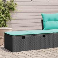 2-delige Loungeset met kussens poly rattan acacia zwart