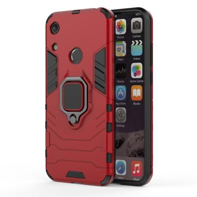 PC + TPU schokbestendige beschermhoes voor Huawei Honor spelen 8A met magnetische ringhouder (rood)