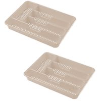 2x stuks bestekbak/bestekhouders 5-vaks taupe 34 x 25 x 4 cm