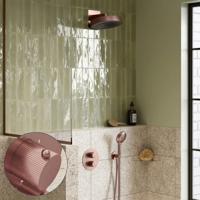 Regendouche set SaniClear Evolution Stripes | 30 cm | Incl.Inbouwdeel | 2 standen handdouche | Geborsteld koper