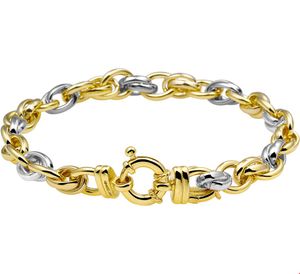 Armband Zilgold geel-en witgoud met zilveren kern 8 mm 20 cm