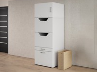 Kast voor wasgoed WASHING 2 deuren 2 lades met opzetkast wit