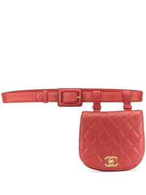 CHANEL Pre-Owned sac banane matelassé à logo CC (1990) - Rouge