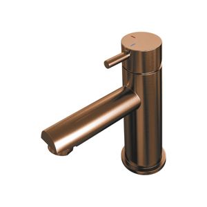 Wastafelmengkraan Brauer Copper Edition Coldstart Opbouw Laag Korte Ronde Hendel Geborsteld Koper PVD Brauer