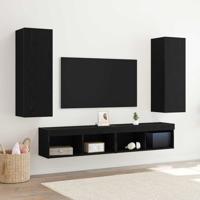 Wand TV-kast 2 pcs Zwart eiken 30.5 x 30 x 90 cm Bewerkt hout