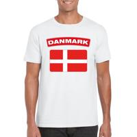 Denemarken supporters t-shirt - met vlag print - wit - voor heren - landen - kleding