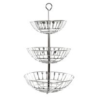Zilveren ronde fruitschaal/fruitmand etagere bestekpatroon 3-laags met oog 56 cm Zilveren ronde fruitschaal/fruitmand etagere bestekpatroon 3-laags met oog 56 cm