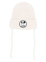 Mini Rodini bonnet nervuré à patch logo - Blanc