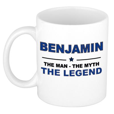 Benjamin cadeau mok - man myth legend - naam koffiemok / beker - wit en blauw - 300 ml Benjamin cadeau mok - man myth legend - naam koffiemok / beker - wit en blauw - 300 ml