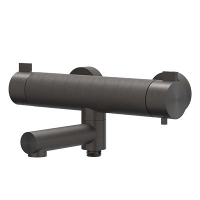 IVY Tribe Badthermostaatkraan opbouw - draaibare baduitloop - omstel - RVS316 - geborsteld carbon black PVD 6301024