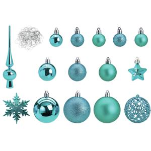 Kerstballen - 110x stuks - met piek - turquoise - kunststof - 3-6 cm