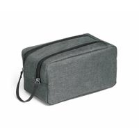 Toilettas dubbele rits en hengsel - grijs - 22 x 11 x 11 cm - polyester - kind/volwassenen - thumbnail