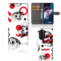 Telefoonhoesje met Naam Motorola Edge 30 Pro Skull Red | Portemonnee hoesje