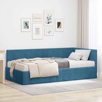 Hoekbedframe met matras Blauw 90 x 190 cm Fluweel