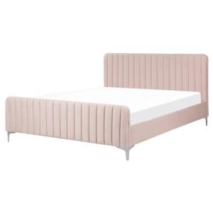 Beliani - LUNAN - Tweepersoonsbed - Roze - 160 x 200 cm - Fluweel