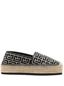 Balmain monogram-jacquard platform espadrilles - Noir