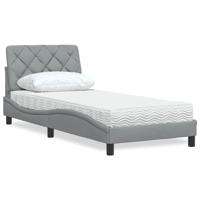 Bed met matras stof lichtgrijs 90x200 cm