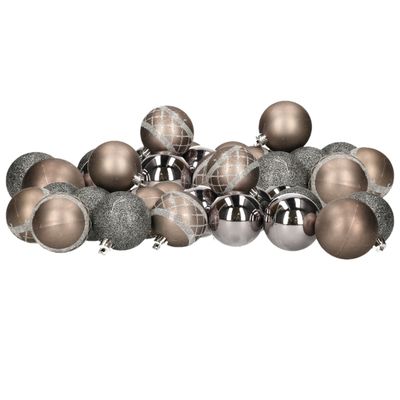 Kunststof kerstballen 40x stuks donkere kleuren mix 6 cm