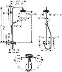 Hansgrohe Croma Select E 180 2jet Showerpipe Met Mengkraan Chroom