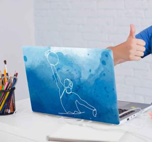 Laptop sticker waterpolo blauw