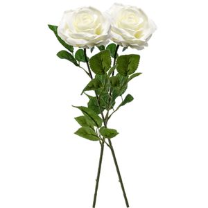 2x Creme rozen Marleen kunstbloemen 63 cm