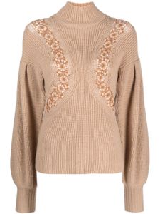 Ulla Johnson pull à détails en crochet - Marron