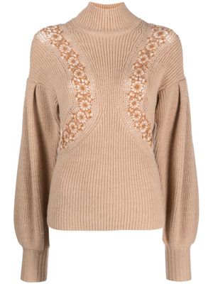 Ulla Johnson pull à détails en crochet - Marron