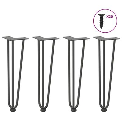 Haarspeld tafelpoten 4 st 42 cm massief staal antracietkleurig