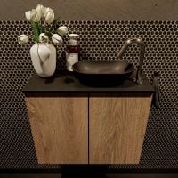 Mondiaz Fowy toiletmeubel 60cm washed oak met blad en waskom urban rechts 1 kraangat