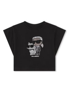 Karl Lagerfeld Kids t-shirt en coton à ornements - Noir