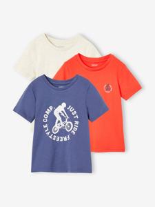 Set van 3 geassorteerde jongens-T-shirts met korte mouwen inktblauw