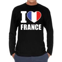 I love France supporter t-shirt - lange mouwen - voor heren - zwart - Frankrijk landen shirt