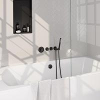 BRAUER Stripe Thermostatische Badkraan - SET 01 - inbouw - badvulcombinatie - staaf handdouche - doucheslang - wandaansluitbocht - mat zwart 5-S-359 BRAUER Stripe Thermostatische Badkraan - SET 01 - inbouw - badvulcombinatie - staaf handdouche - doucheslang - wandaansluitbocht - mat zwart 5-S-359