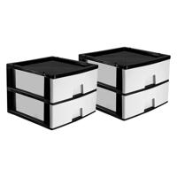 Ladeblokje/bureau organizer 2x grote lades - antraciet/wit - L38 x B38 x H30 cm - kunststof - thumbnail