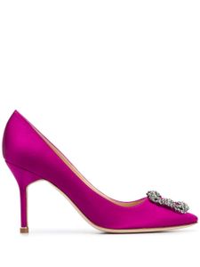 Manolo Blahnik escarpins en satin à ornements - Rose