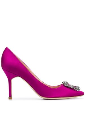 Manolo Blahnik escarpins en satin à ornements - Rose