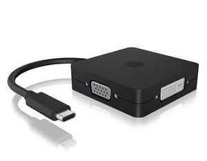 ICY BOX IB-DK1104-C video kabel adapter 0,15 m USB Type-C DVI + VGA + DisplayPort + HDMI Zwart