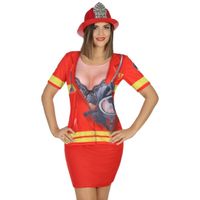 Brandweer verkleed shirt voor dames - thumbnail