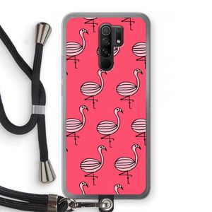 Flamingo: Xiaomi Redmi 9 Transparant Hoesje met koord