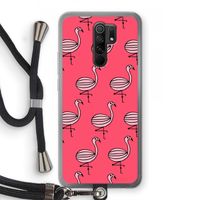 Flamingo: Xiaomi Redmi 9 Transparant Hoesje met koord