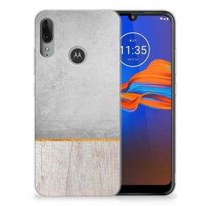 Motorola Moto E6 Plus Bumper Hoesje Wood Concrete