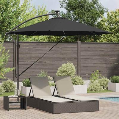 Cantilever Banana Parasol met slot Zwart 294 x 294 x 248 cm