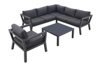 Calgary aluminium loungeset + loungestoel - Carbon