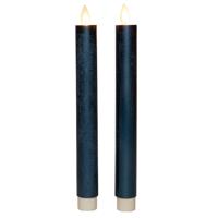 Anna's Collection LED dinerkaarsen - 2x stuks - metallic blauw - 23 cm - met afstandsbediening