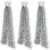 3x Kerst lametta guirlandes zilver 270cm kerstboom versiering/decoratie - Kerstslingers